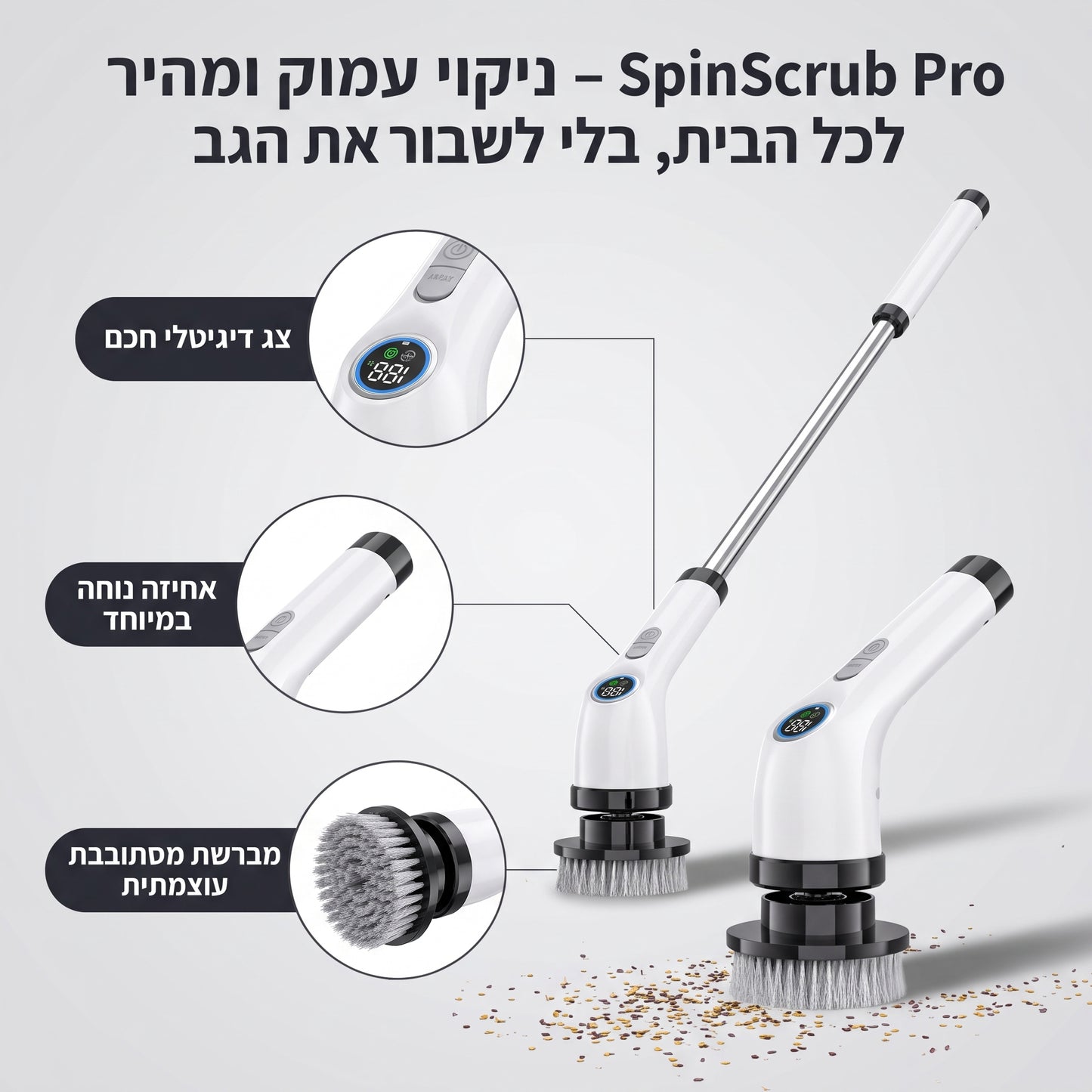 SpinScrub Pro – ניקוי עמוק ומהיר לכל הבית, בלי לשבור את הגב